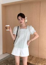 Hannah Garden Lacey Top in Milk Green