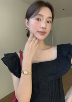 Lana Ruffle Pleated Top in Black