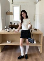 (BACKORDER) Chloe Polka Dot Ruffle Skort in Black
