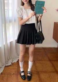 Jollie Pleated Mini Skort in Black