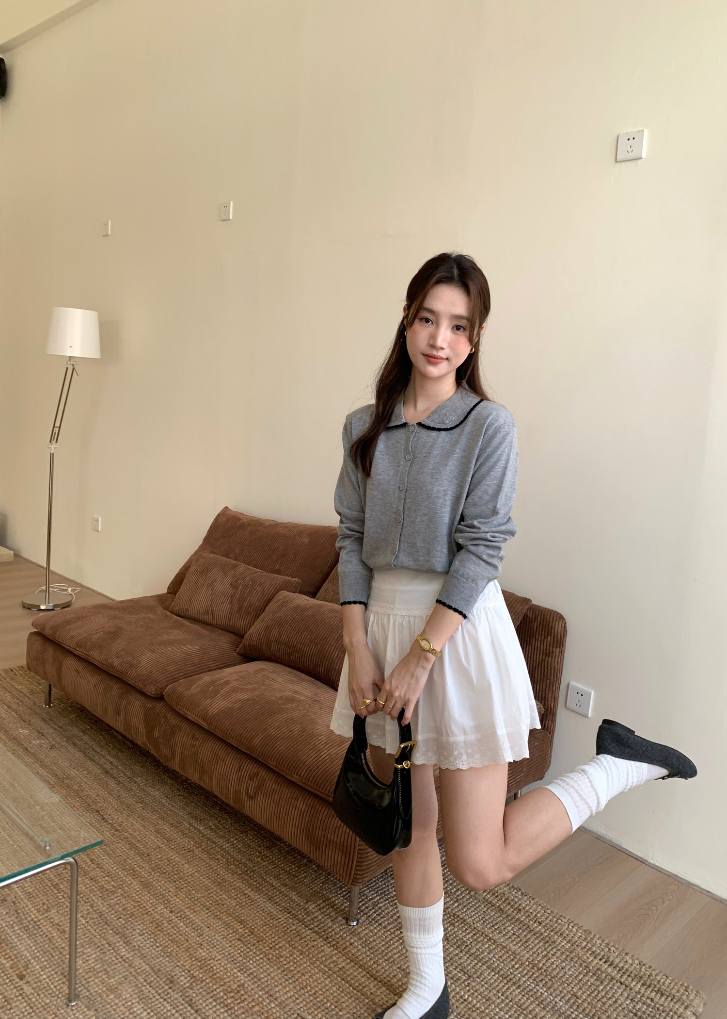 Ariel Knit Cardigan in Grey