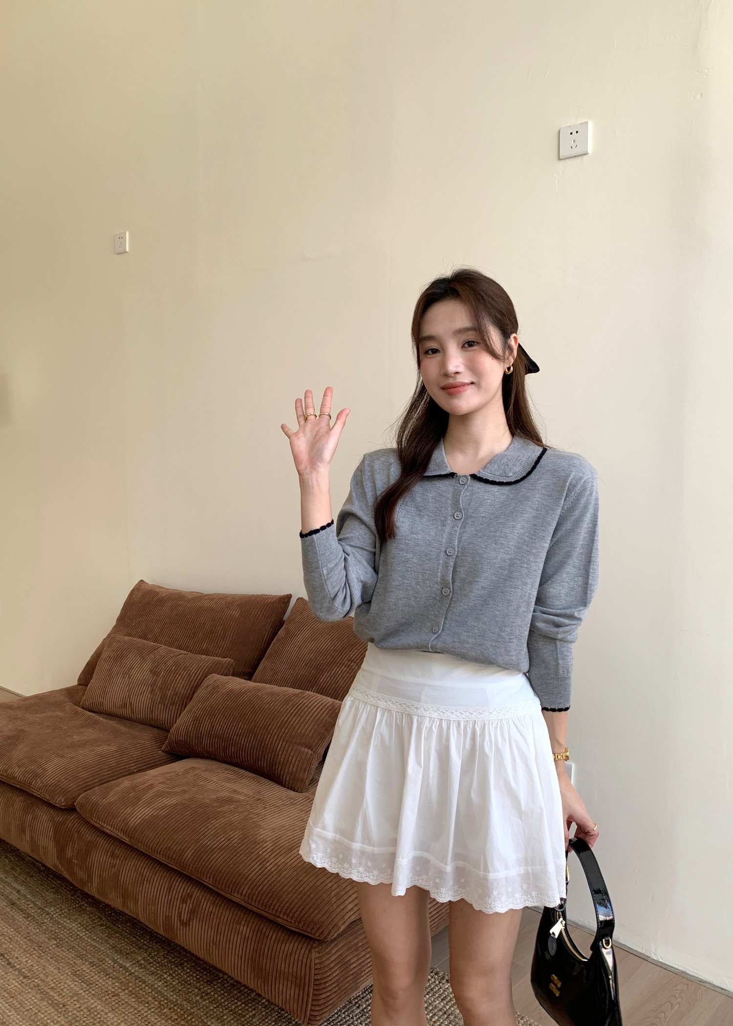 Ariel Knit Cardigan in Grey