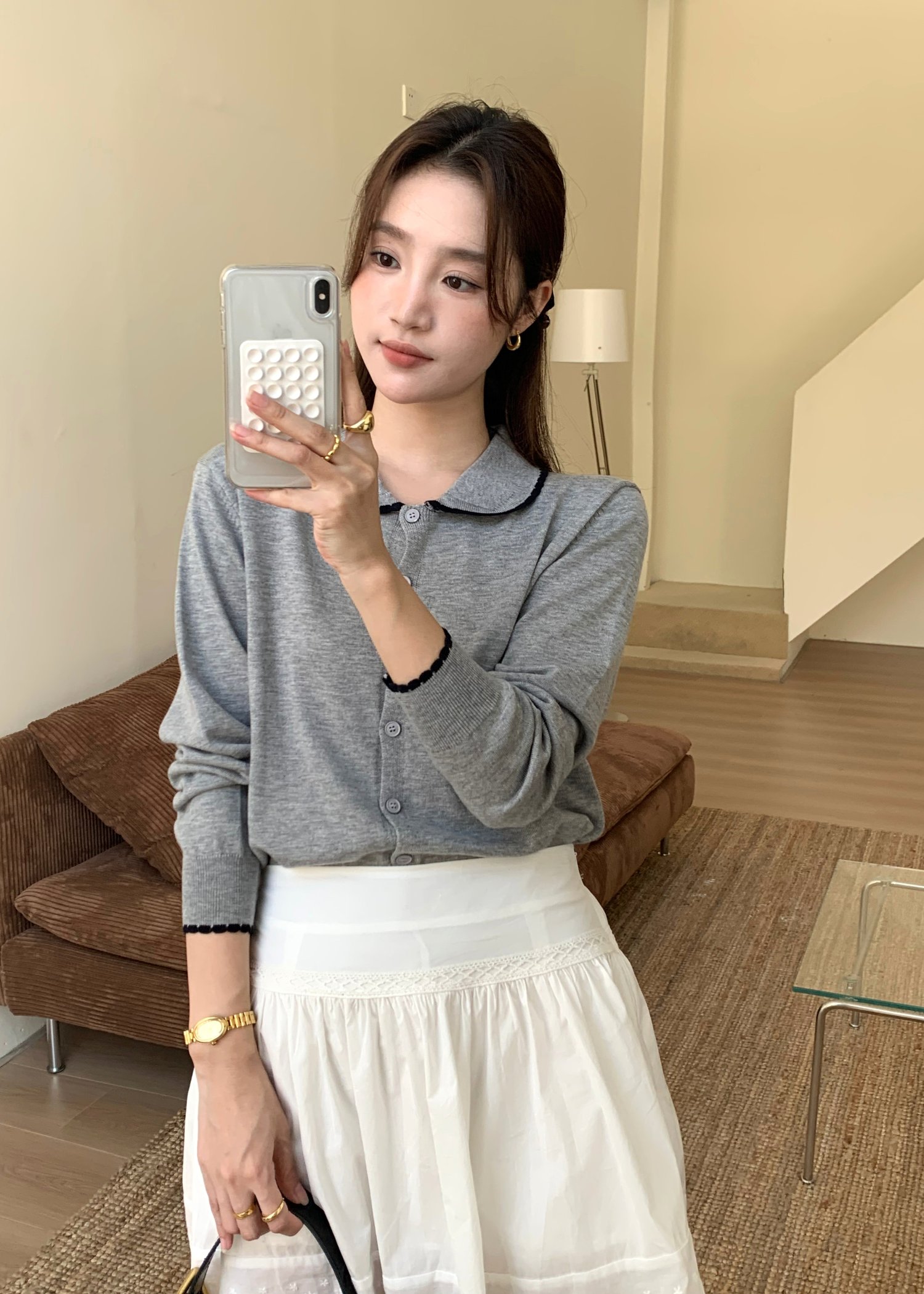 Ariel Knit Cardigan in Grey