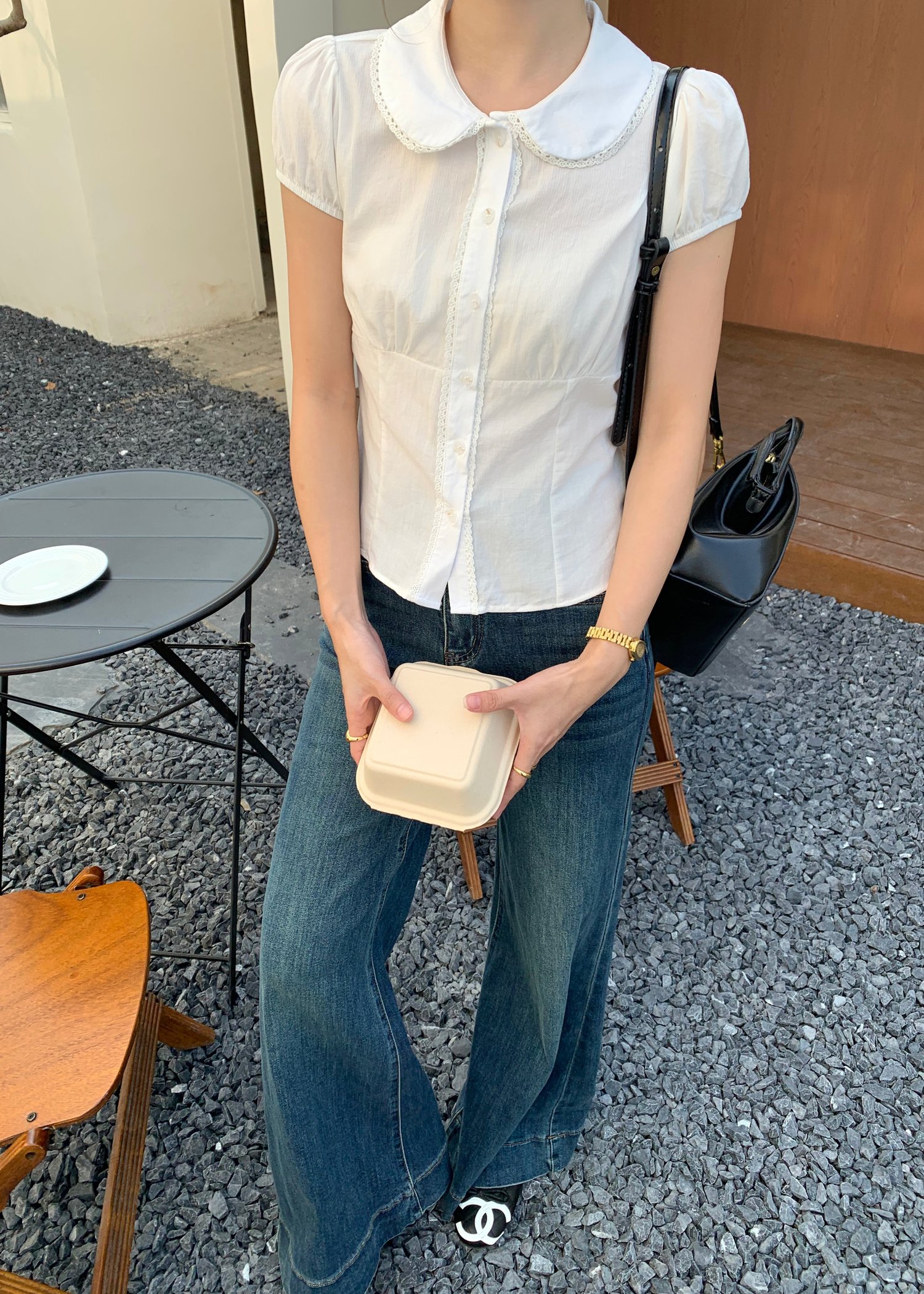Melina Collar Blouse in White