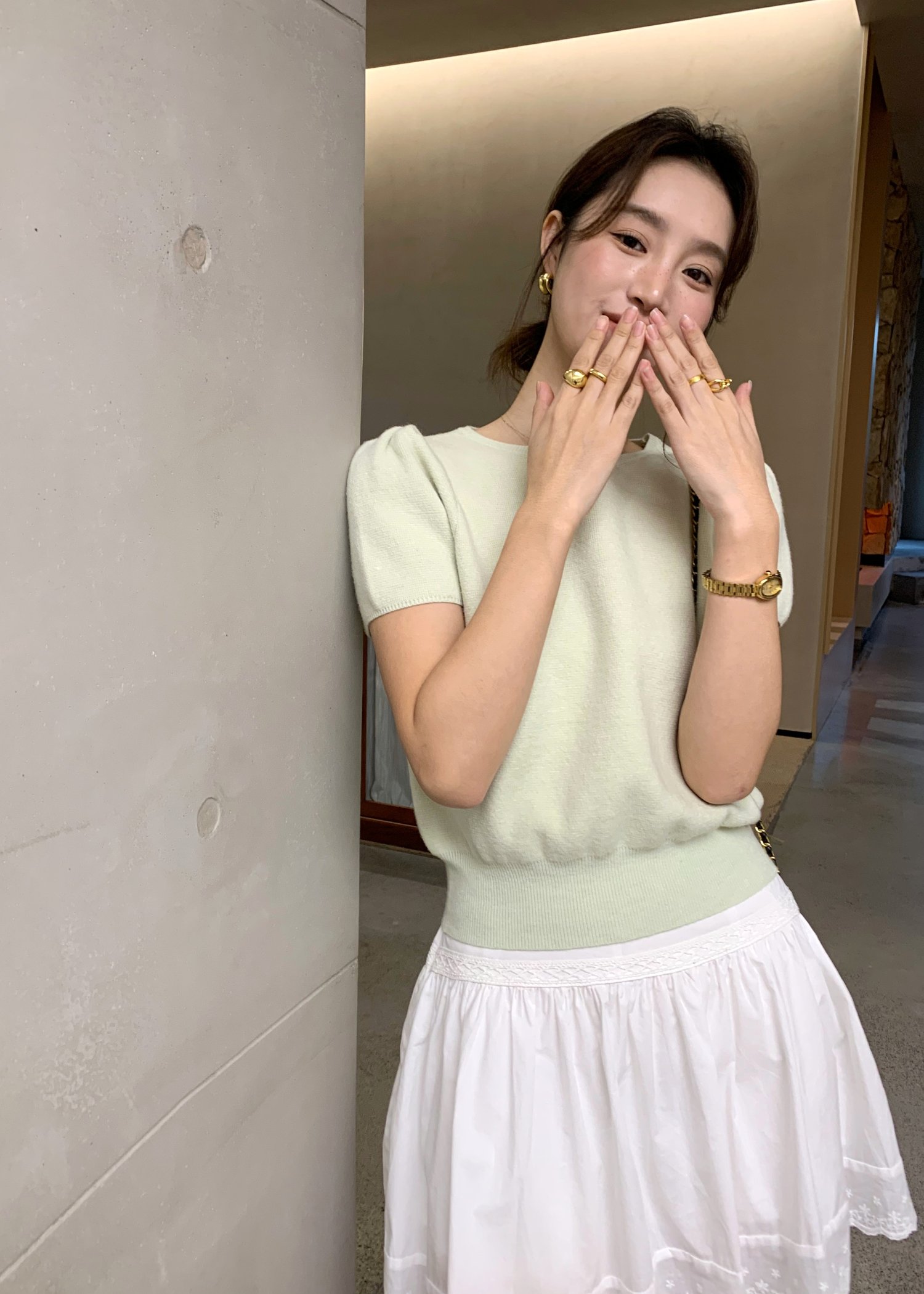 Josie Fufu Knit Top in Milk Green