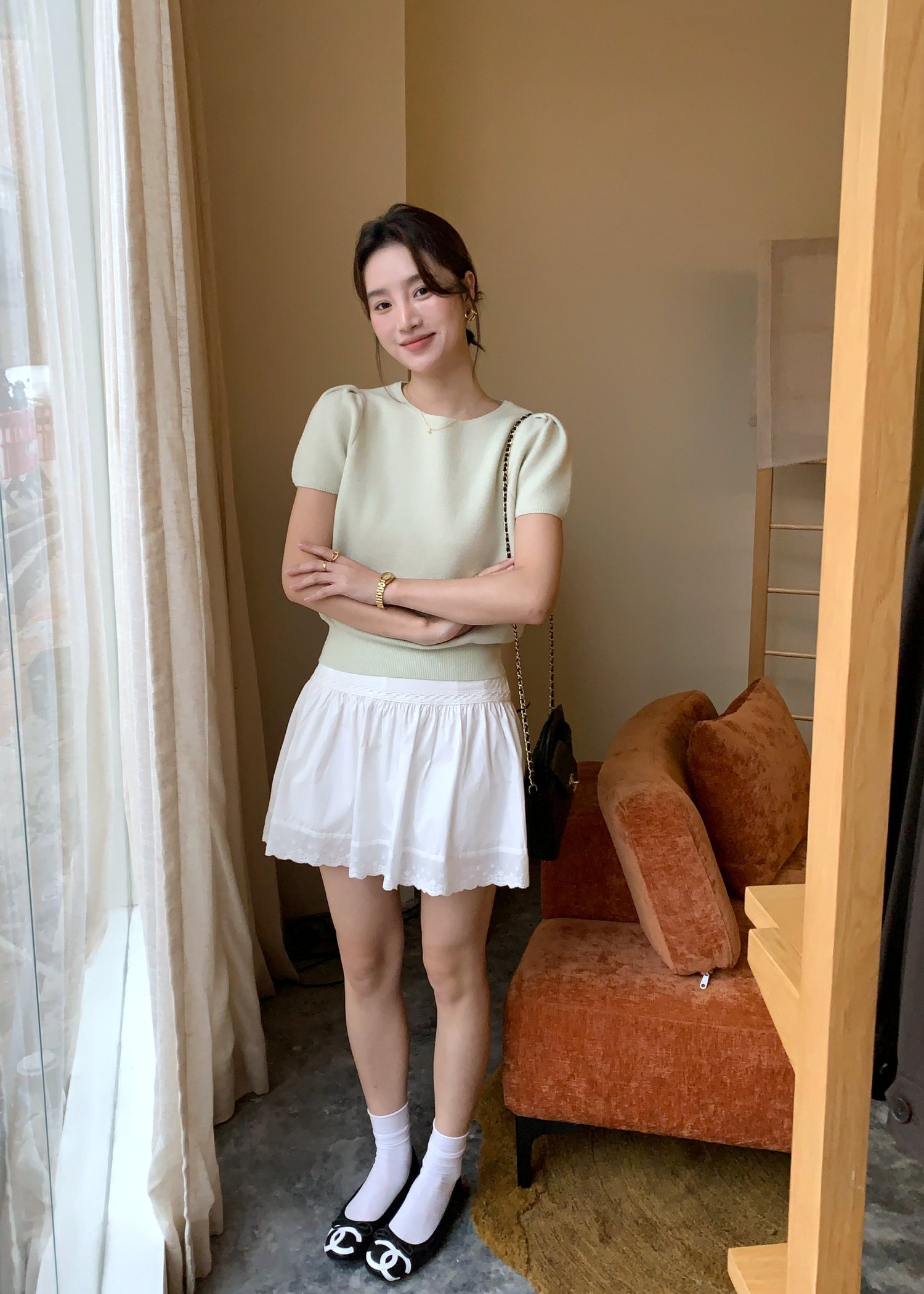 Josie Fufu Knit Top in Milk Green