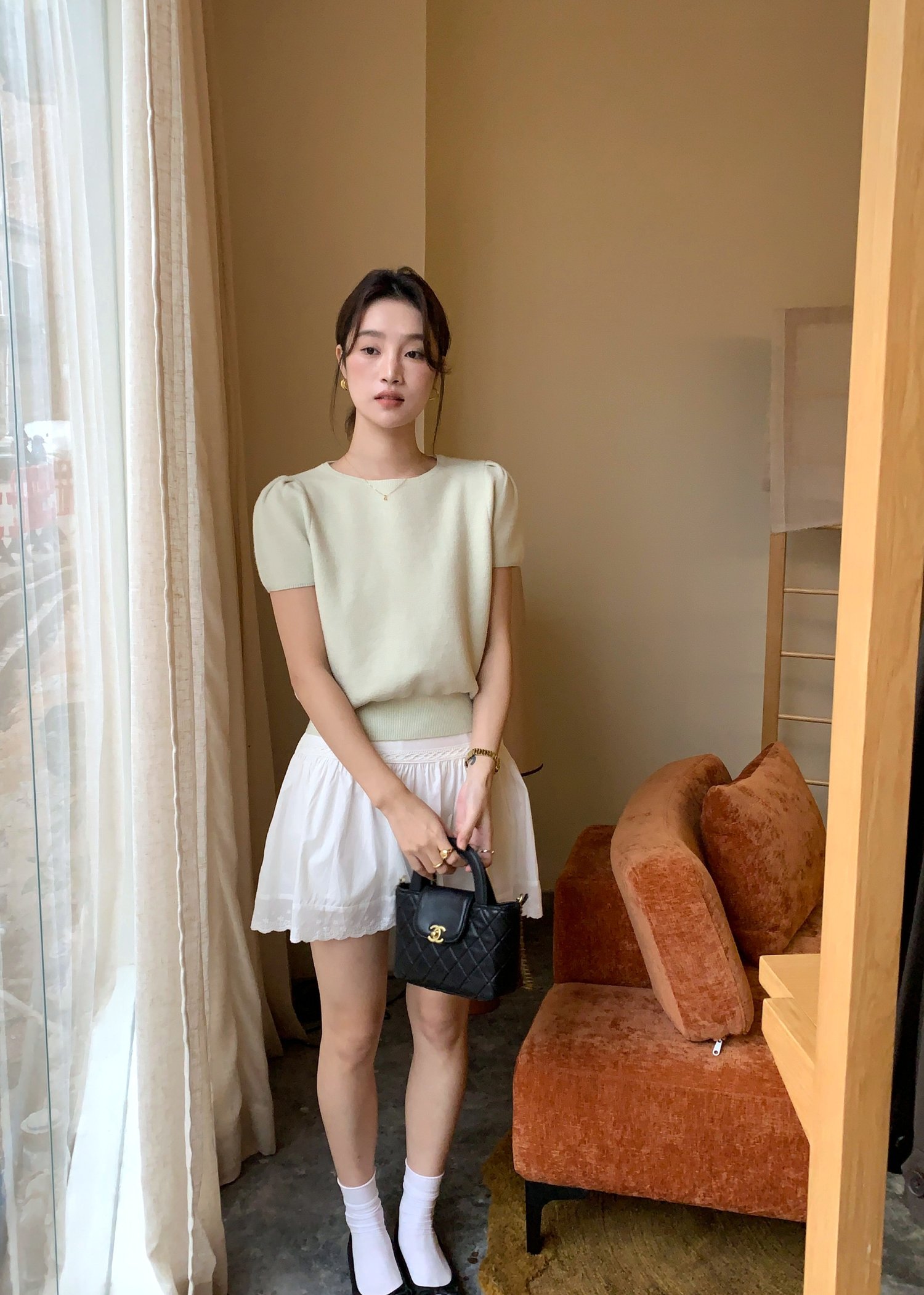Josie Fufu Knit Top in Milk Green