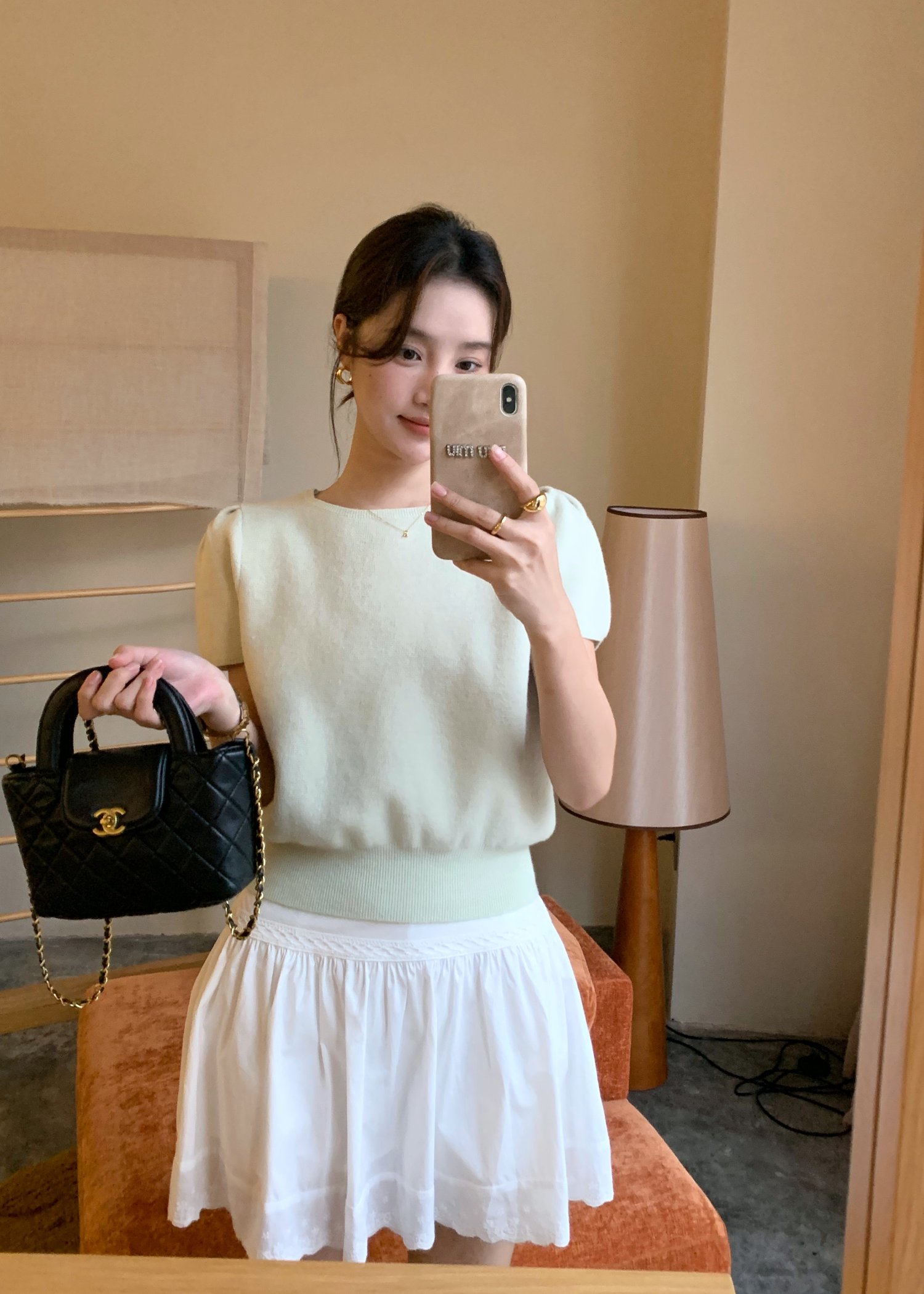 Josie Fufu Knit Top in Milk Green