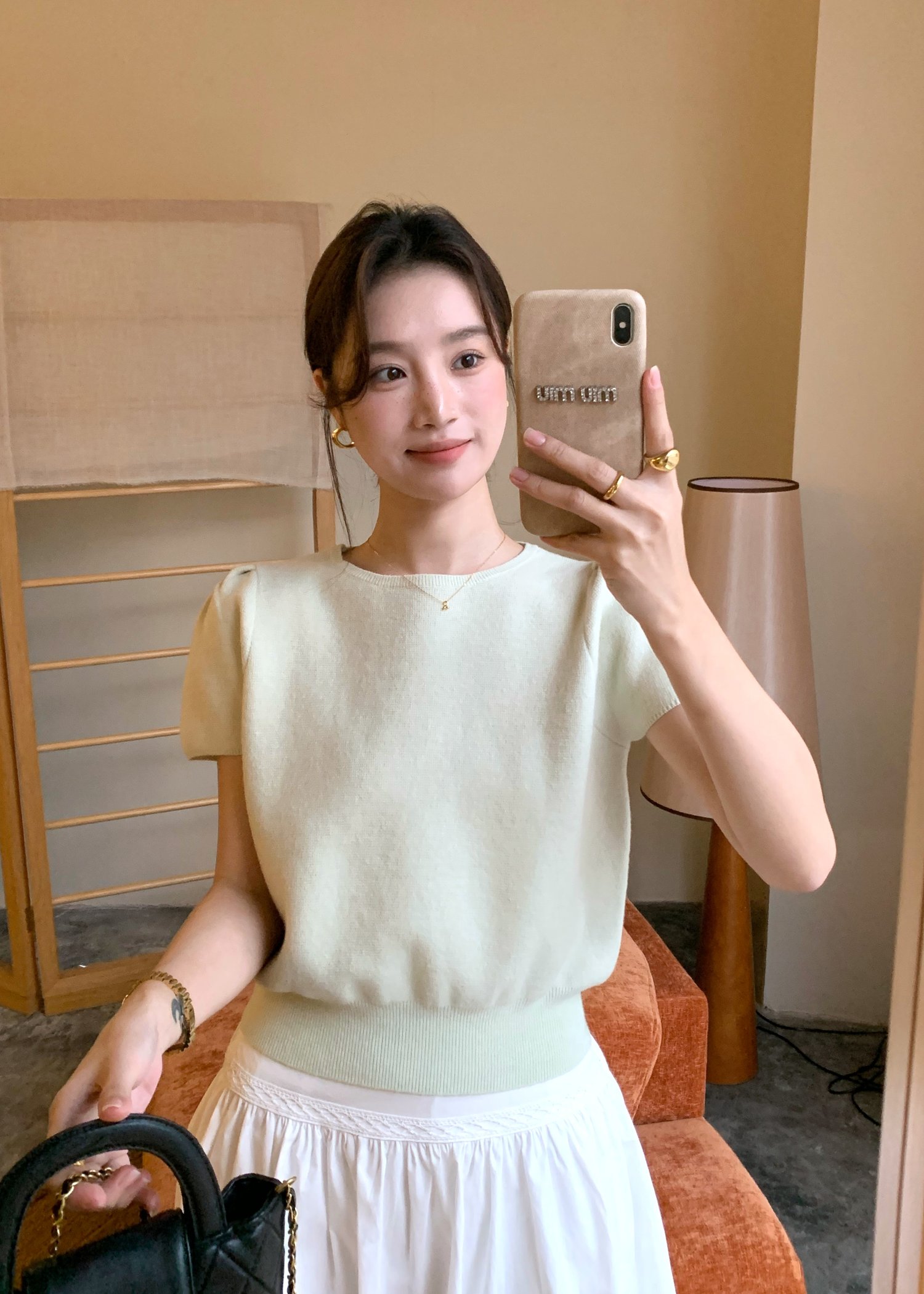 Josie Fufu Knit Top in Milk Green