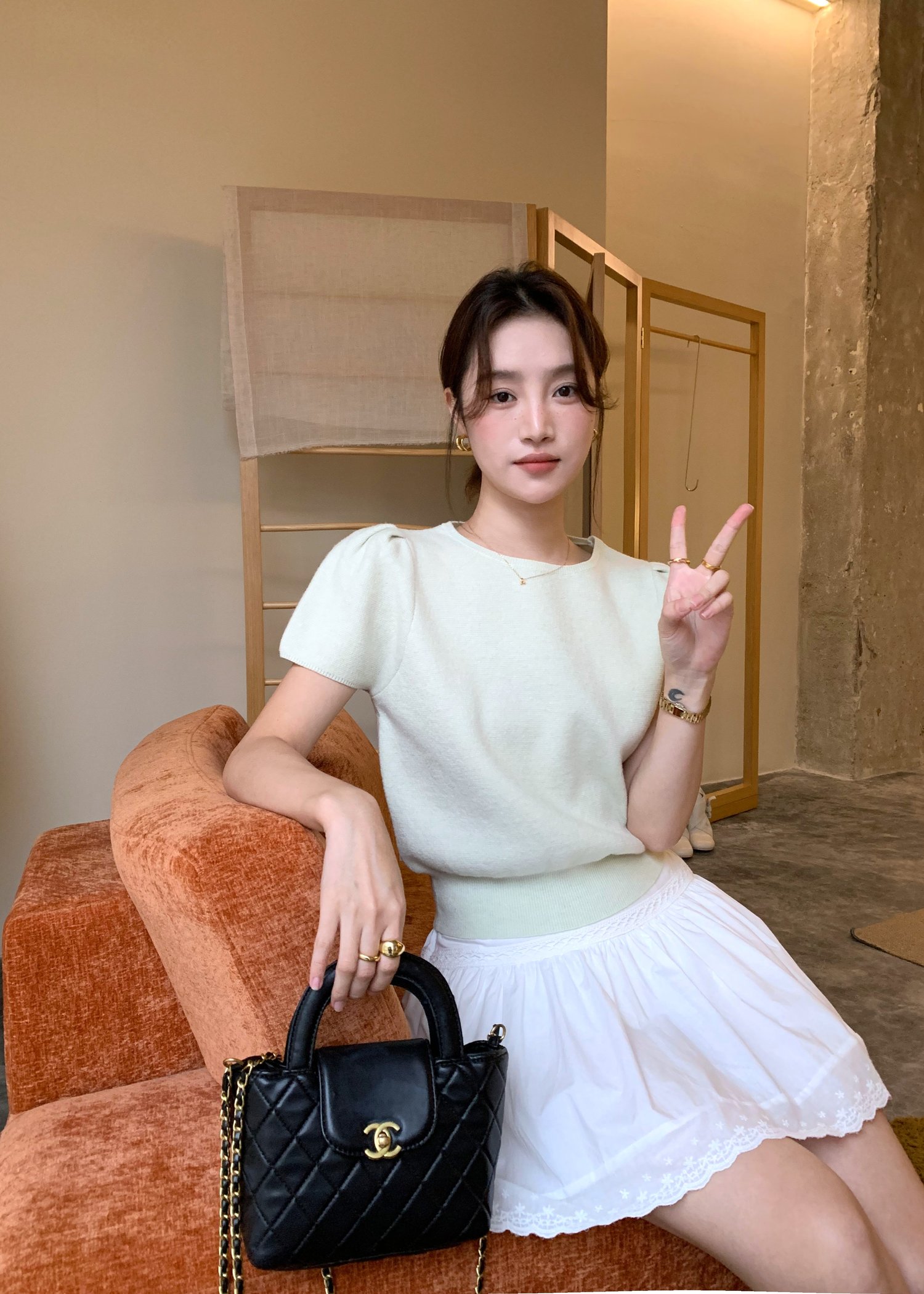 Josie Fufu Knit Top in Milk Green