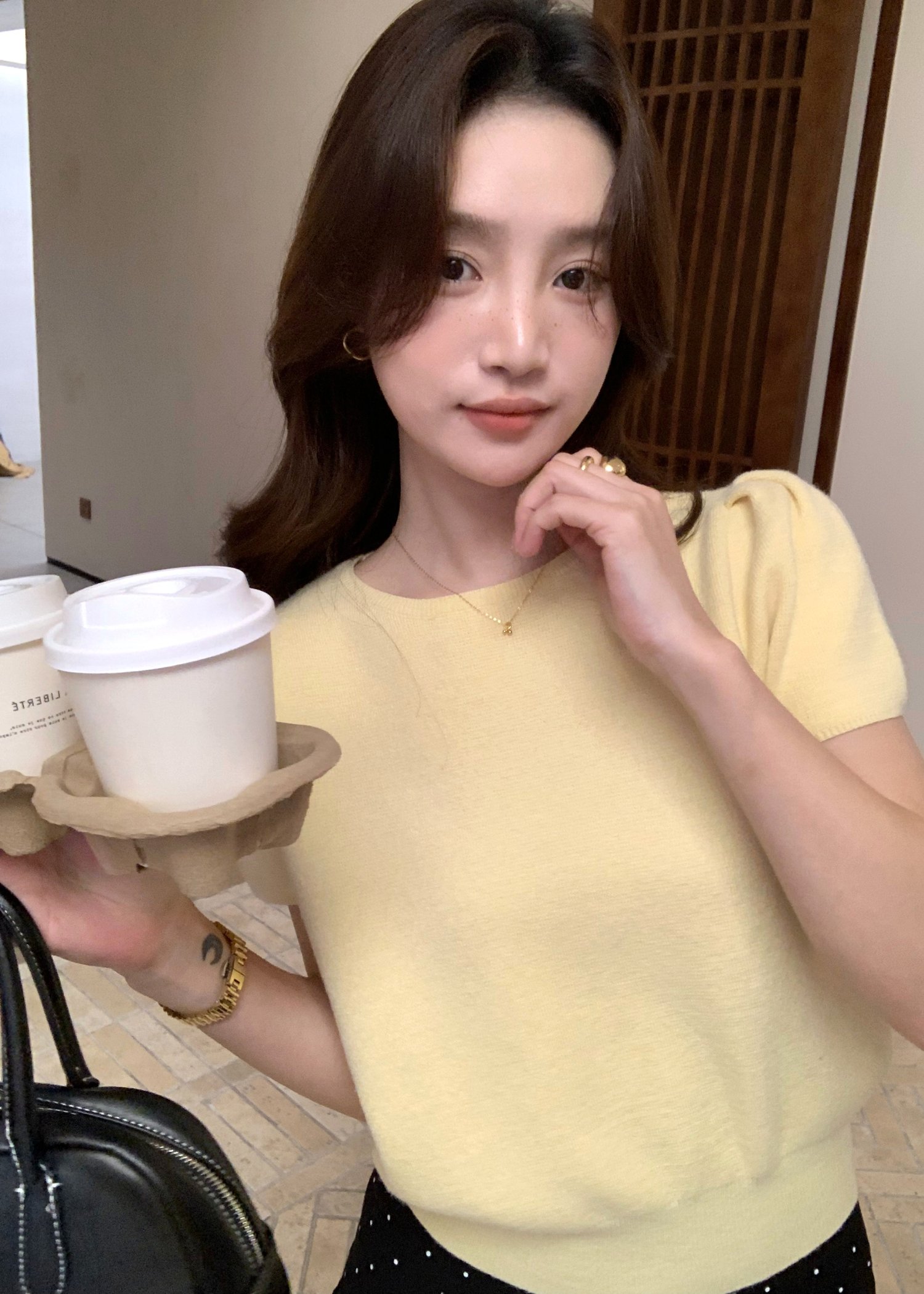 Josie Fufu Knit Top in Yellow