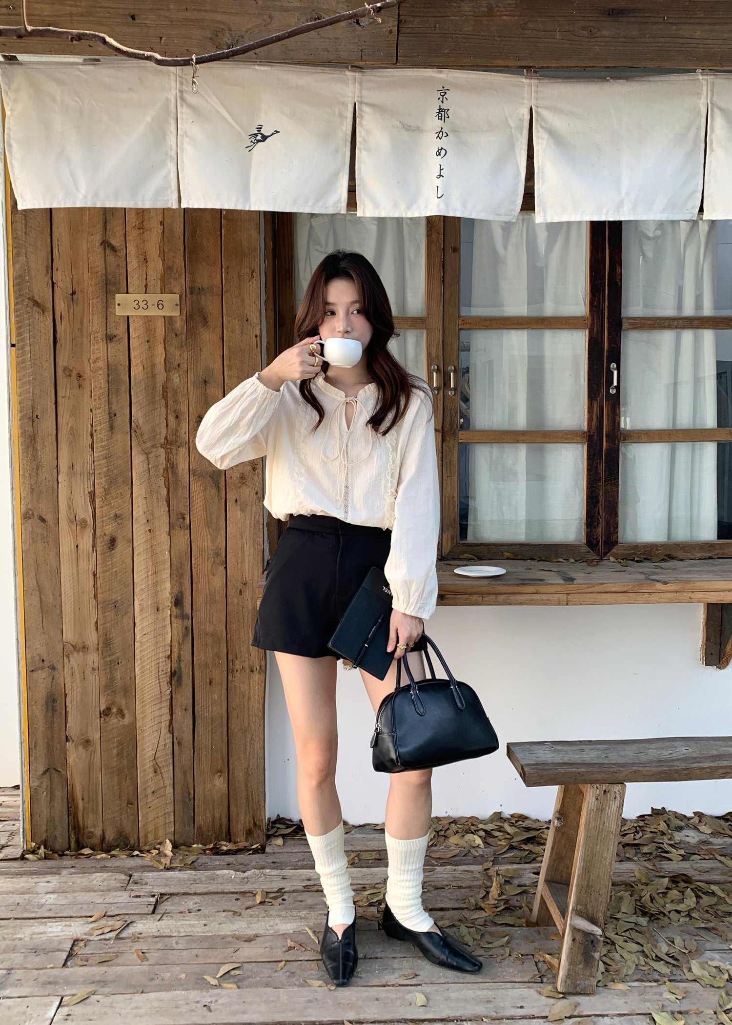 Nessa Lacey Ribbon Blouse in Cream