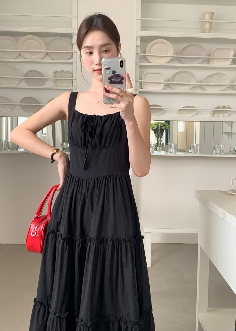 Celine Tiered Maxi Dress in Black