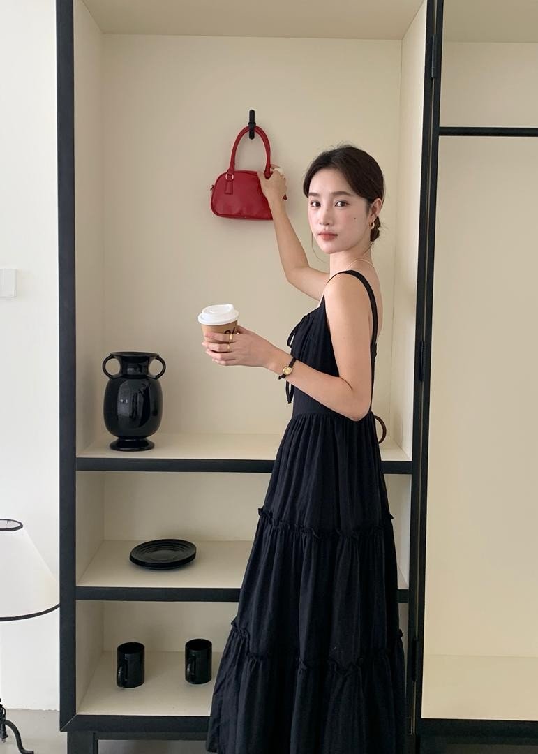 Celine Tiered Maxi Dress in Black