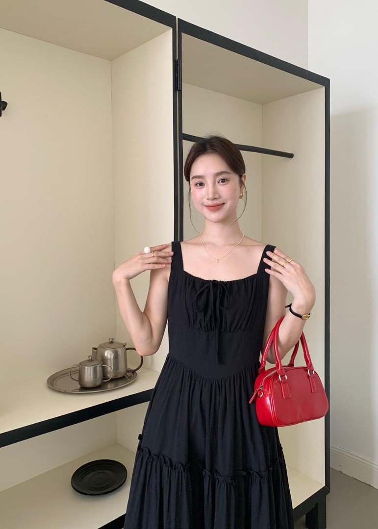 Celine Tiered Maxi Dress in Black