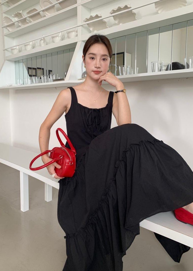 Celine Tiered Maxi Dress in Black