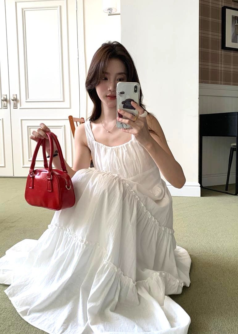 Celine Tiered Maxi Dress in White