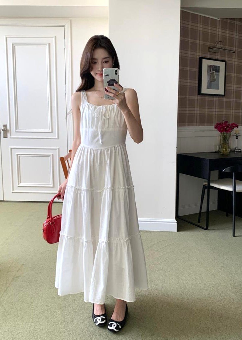 Celine Tiered Maxi Dress in White