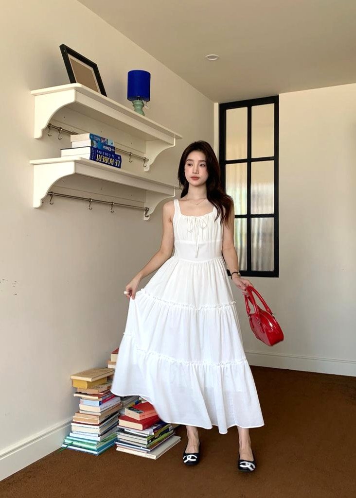 Celine Tiered Maxi Dress in White