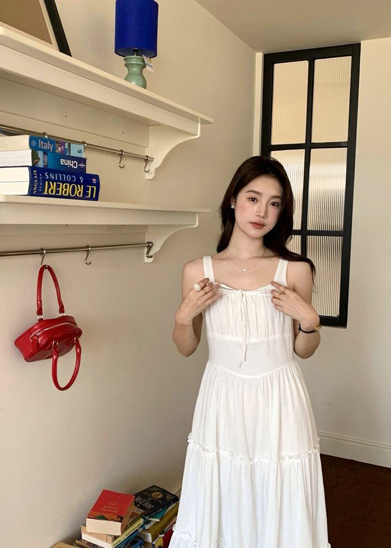 Celine Tiered Maxi Dress in White
