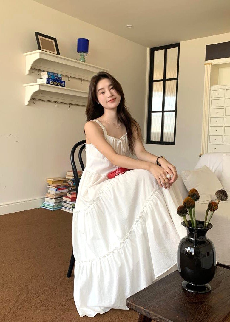 Celine Tiered Maxi Dress in White
