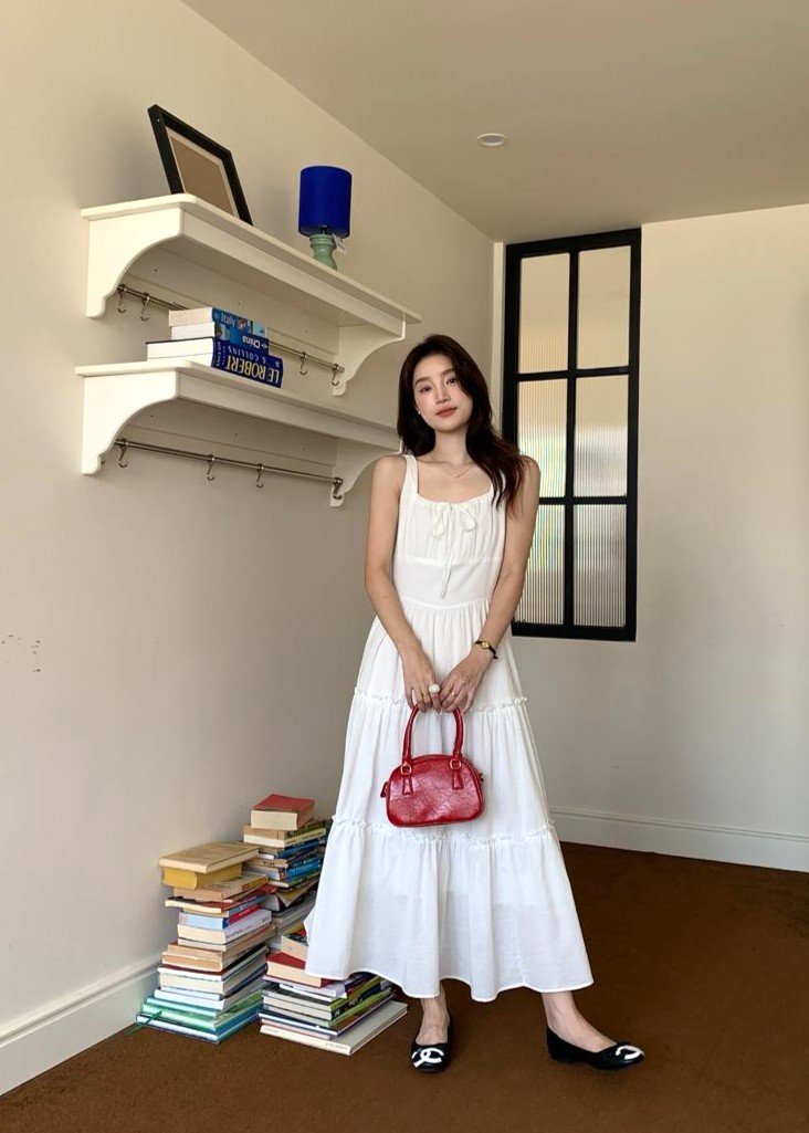 Celine Tiered Maxi Dress in White