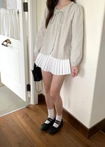 Mia Ribbon Blouse in Filmy Green