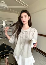 Mia Ribbon Blouse in Filmy Green