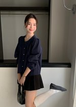 Mia Ribbon Blouse in Navy Blue