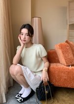 Josie Fufu Knit Top in Milk Green