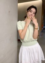 Josie Fufu Knit Top in Milk Green