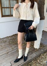 Nessa Lacey Ribbon Blouse in Cream