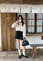 Nessa Lacey Ribbon Blouse in Cream