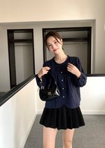 Mia Ribbon Blouse in Navy Blue