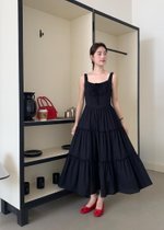 Celine Tiered Maxi Dress in Black