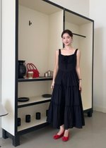 Celine Tiered Maxi Dress in Black