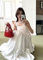 Celine Tiered Maxi Dress in White