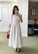 Celine Tiered Maxi Dress in White