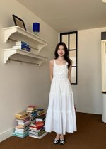 Celine Tiered Maxi Dress in White