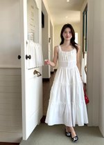 Celine Tiered Maxi Dress in White