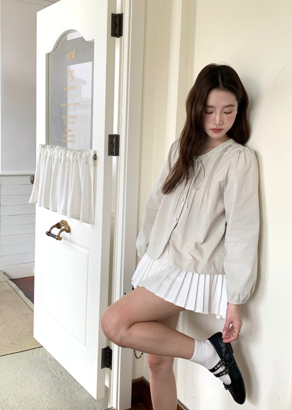 Mia Ribbon Blouse in Filmy Green