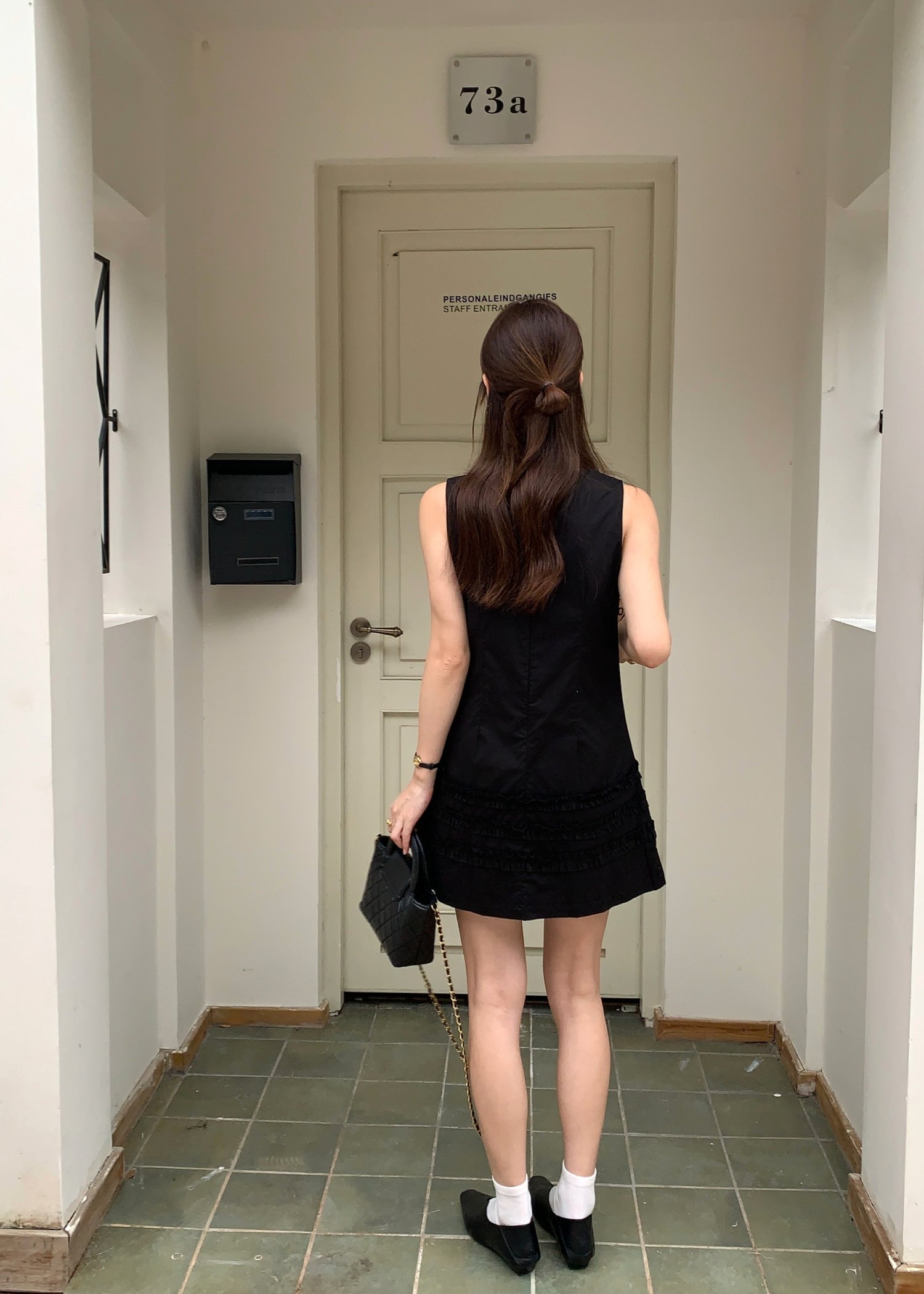 Anna Ruffles Mini Dress in Black