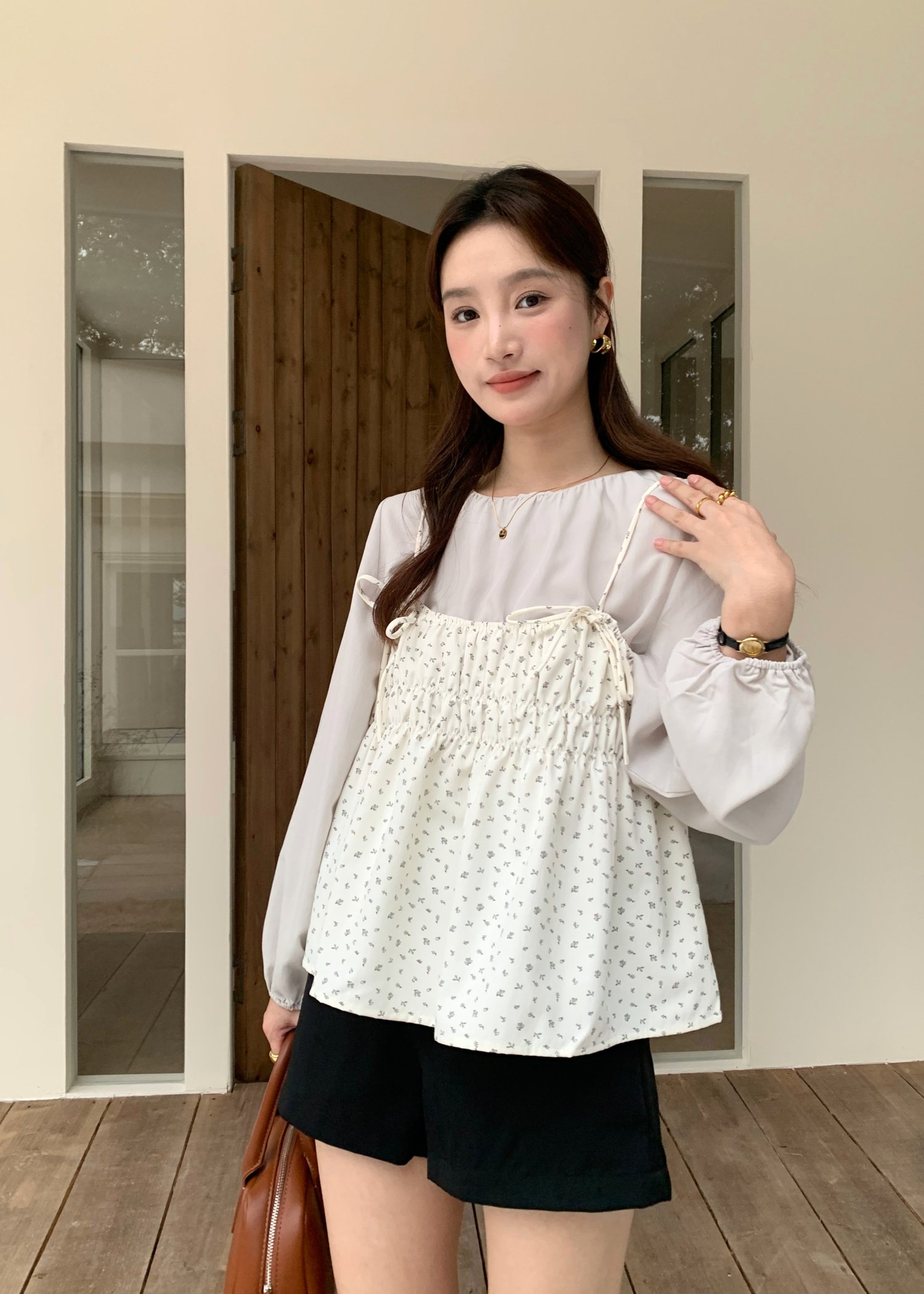 Luna Layered Blouse Set in Floral