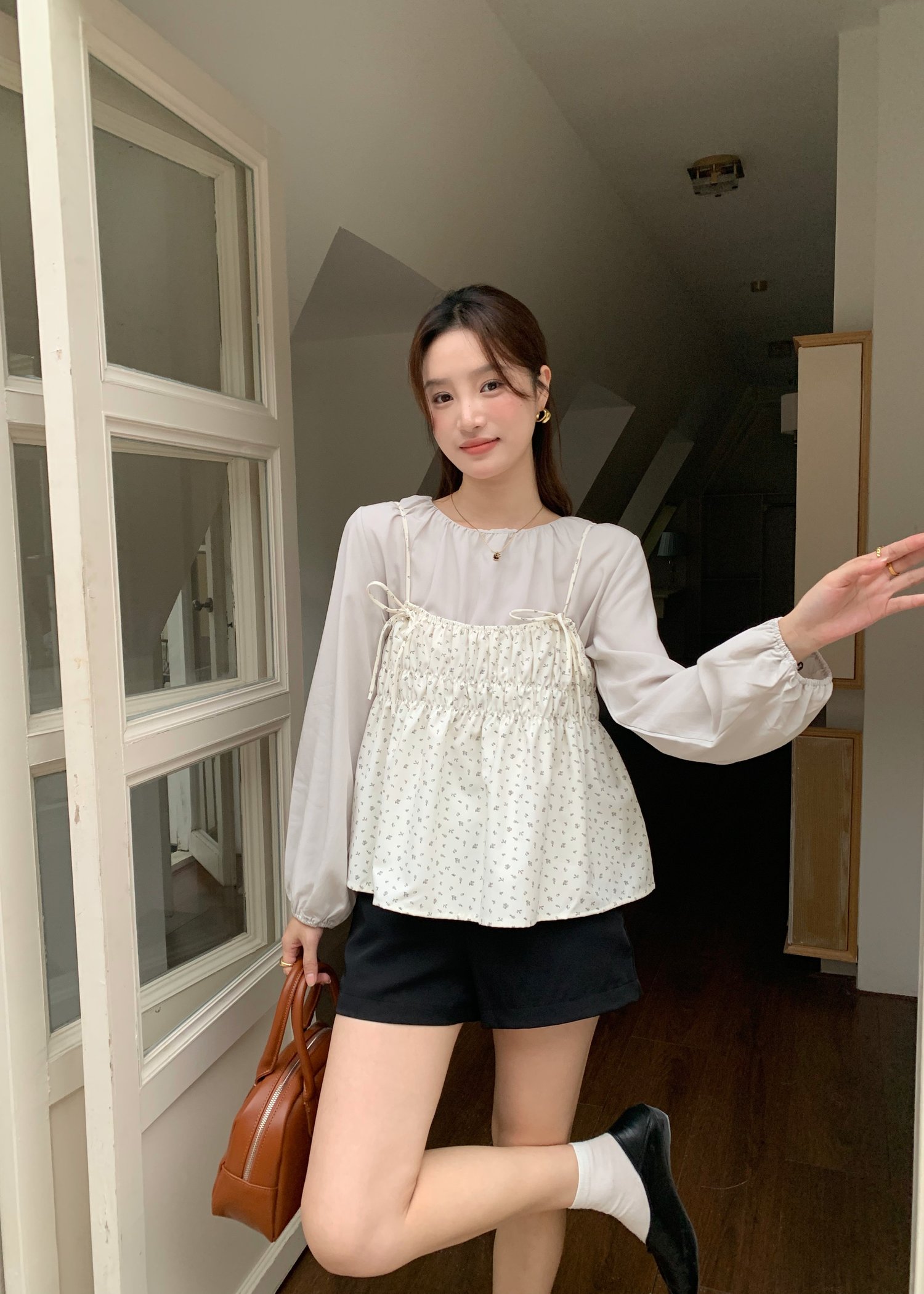 Luna Layered Blouse Set in Floral