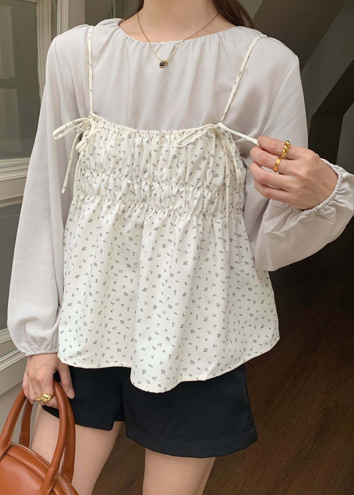 Luna Layered Blouse Set in Floral