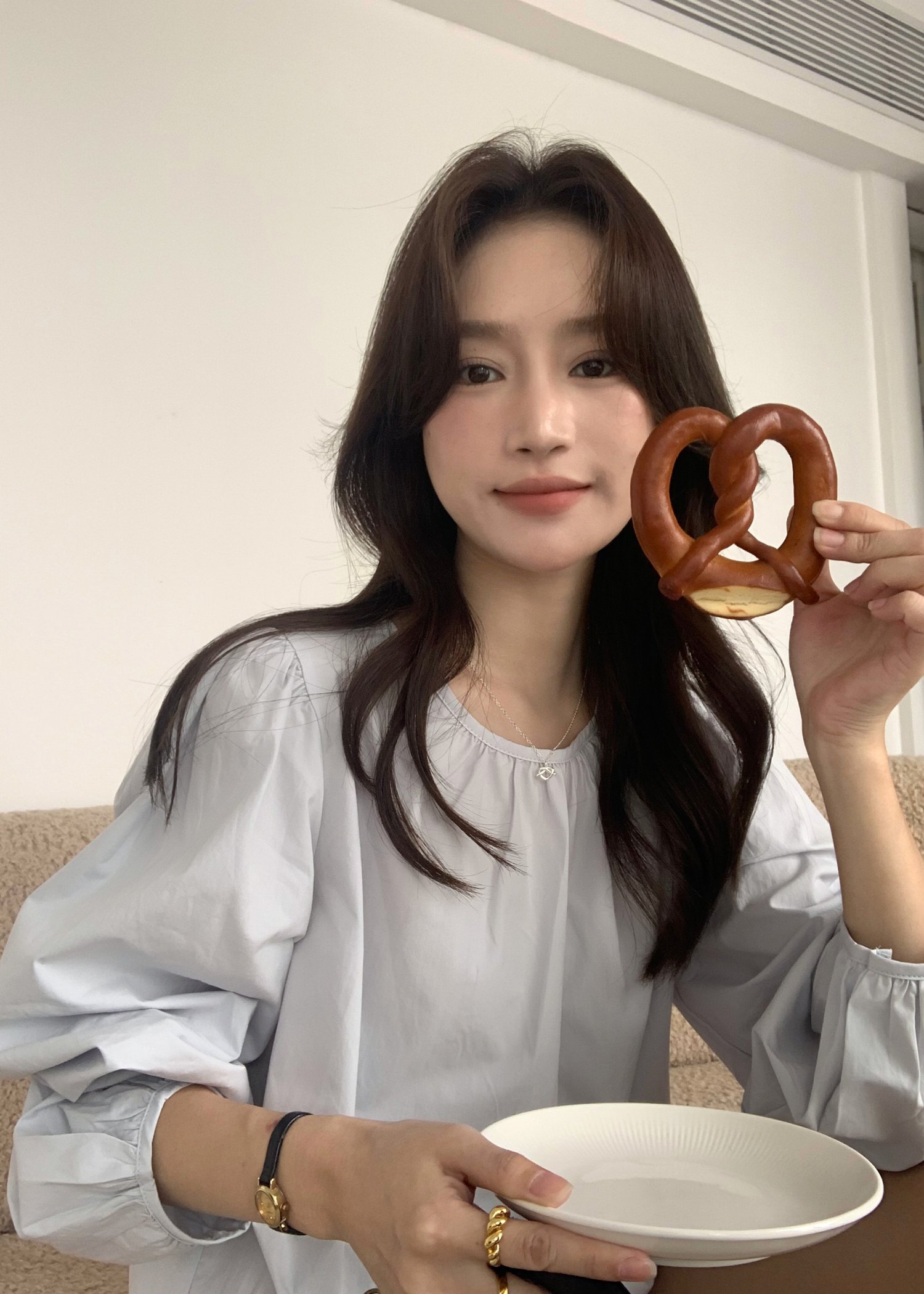 Lydia Layered Blouse Set in Navy Blue