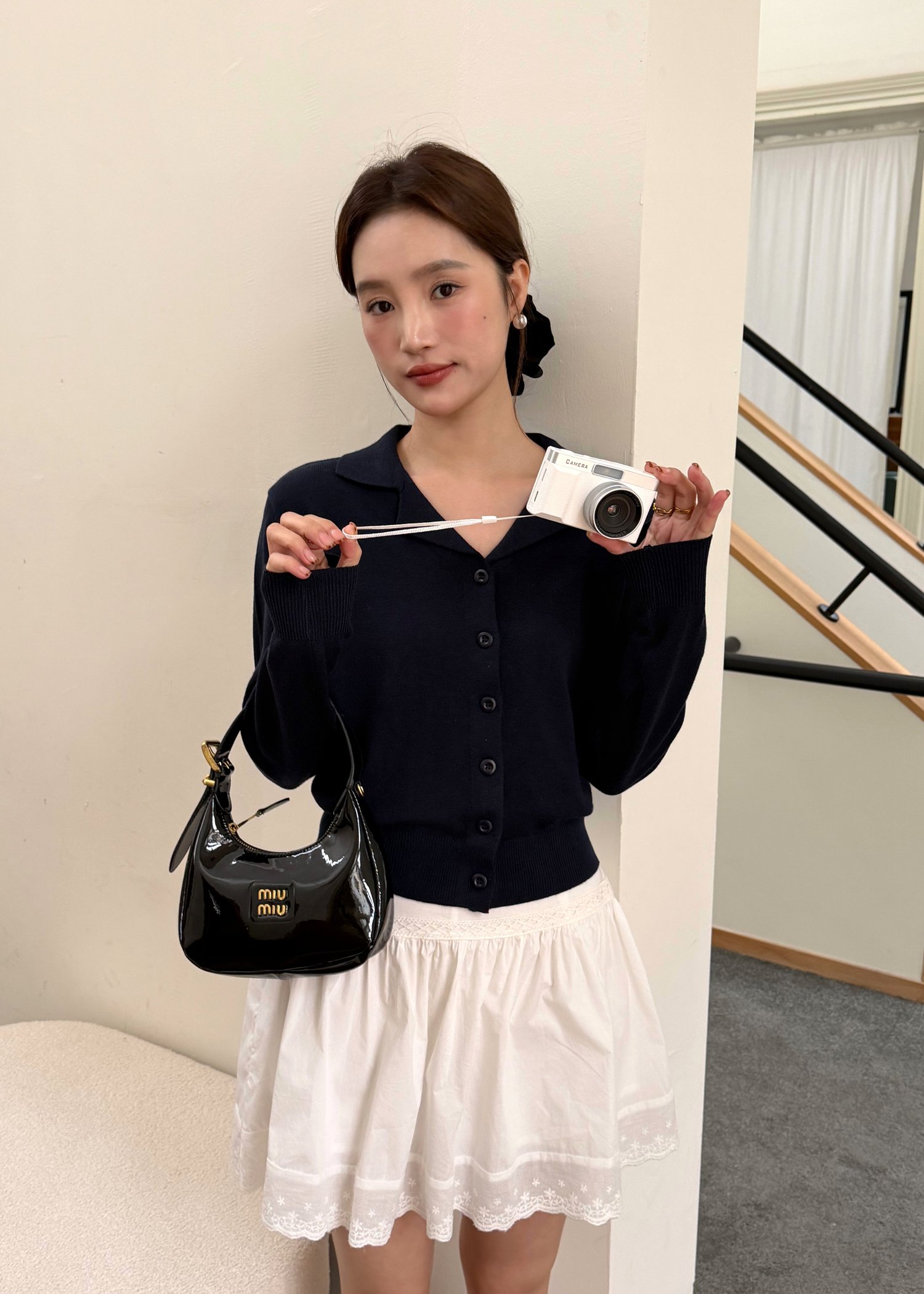 Jamie Long Sleeve Knit Top in Navy Blue