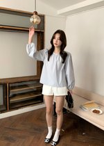 Lydia Layered Blouse Set in Navy Blue