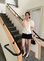 Carine Lacey Pearl Buttoned Blouse in Butter