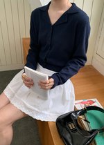 Jamie Long Sleeve Knit Top in Navy Blue